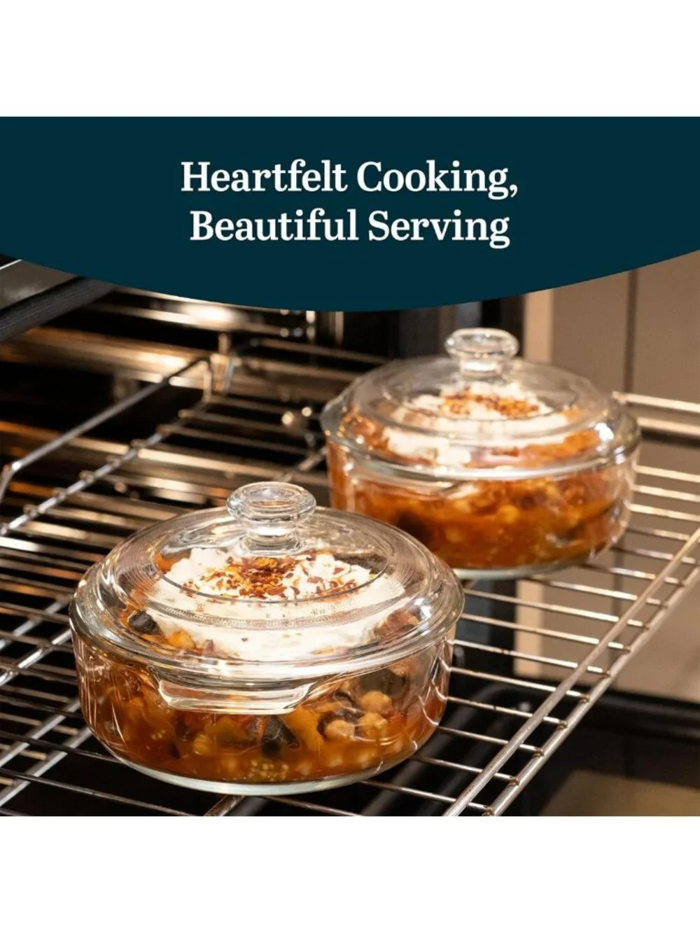 Elegant Glass Casserole Dishes with Lids - Versatile 2-Piece Baking Set for Oven